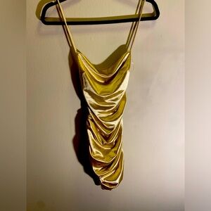 Gold Akira Backless scrunch dress. Size Small.